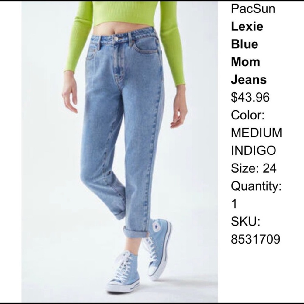 Pacsun Medium Wash High Waisted Mom Jeans